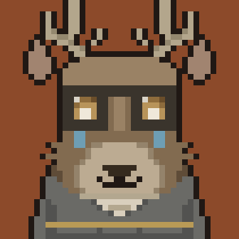 a stag in a monk robe with a pipe and monocle